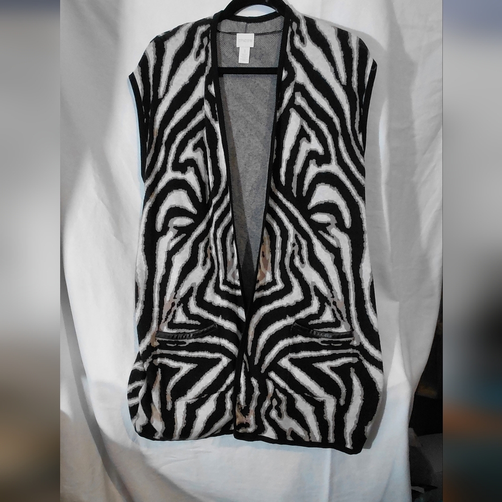 Chico's Black and White Zebra Print Vest